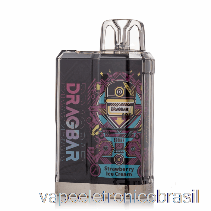 Vape Recarregável Dragbar B3500 Sorvete De Morango Descartável